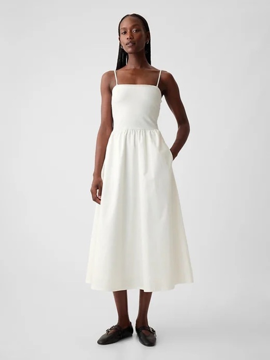 GAP Dresses & Skirts - Gap Mixed Media Midi Dress Sz Small White NEW strapless poplin summer cotton